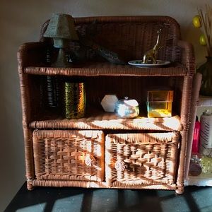 Wicker Rattan Trinket Shelf